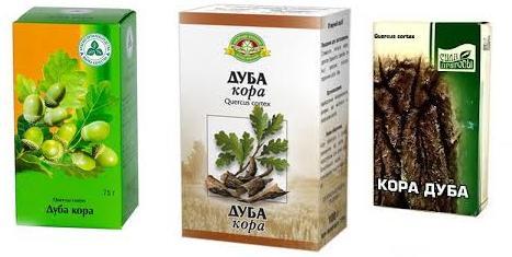 Аптечнные упаковки коры дуба