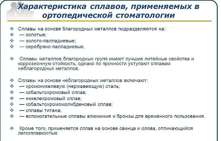 характеристика сплавов в стоматологии